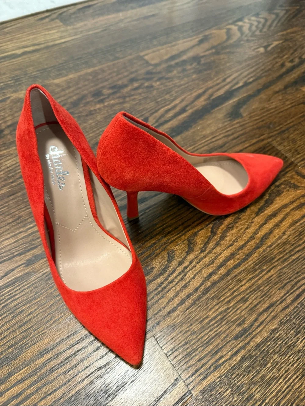 Charles by Charles David Red Suede Pointed-Toe Stiletto Pumps